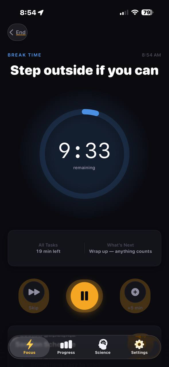 Ebbi break timer screen